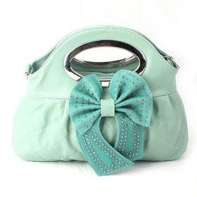 Fashion Lady Bags, Green PU Shoulder Bag With Green Bowknot