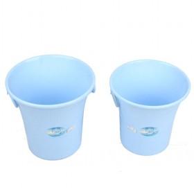 Fashionable Blue Plastic Recycling Bin With Two Ring Handles On Side