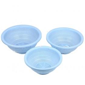 High Quality Round Basin Shape Plastic Double Layer 3 pieces Mesh Basket For Fruit And Vegetables