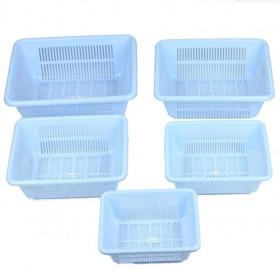 High Quality Blue Plastic Rectangle Mesh Basket 5 pieces in 1 set For Vegetable And Fruit