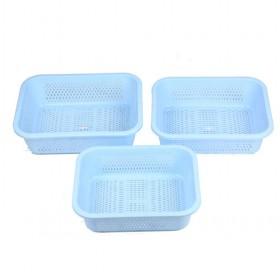 High Quality Blue Plastic Rectangle Mesh Basket 3 pieces in 1 set