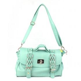 Green Satchel Bag With Rivet Decoration, High Quality PU Messenger Bags