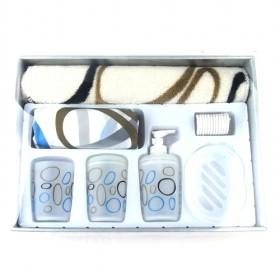 7 Piece In 1 White And Blue Circle Bathroom Accessory Sets