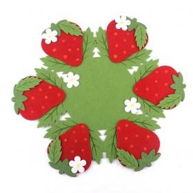 Red And Green Pastoral Stylish Strawberry Shape Coaster/Placemat With Folral Decoration
