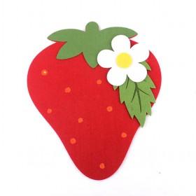 Red And Green Pastoral Stylish Strawberry Shape Coaster With Folral Decoration