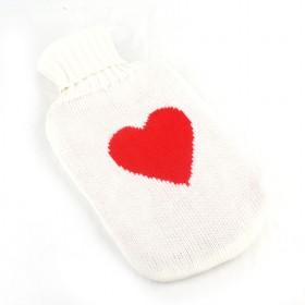 White Knitting Wooled Red Heart Anti-scald Hot Water Pad