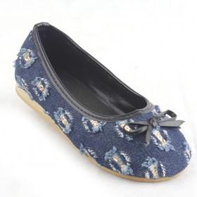 Kids Dark Blue Floral Bow