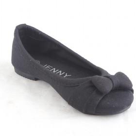 Kids Black Suede Bow Flats