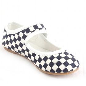 Kids Black White Flats