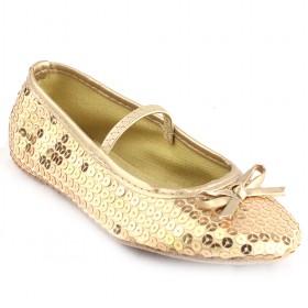 Kids Gold Sequins Bow Flats