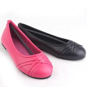 Kids Plum Black PU Flats