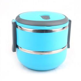 3 Layers Blue Stainless Steel Round Insulated Multi-layer Lunch Box