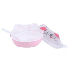 Hotsale Portable Pink Cat Design Plastic Insulsted Lunch Boxes