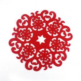 Exquisite Red Round Engraved Floral Household Placemats Table Mat