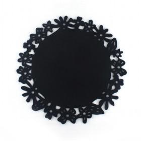 Modern Design Black Flower Outlined Black Round Placemats