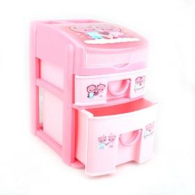 Pink Cute Pigs 2 Drawers Plastic Container