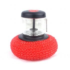 Red Round Soap Sponge Dispensing Mesh Scrub Pot Brush