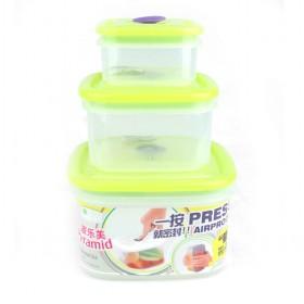 3 Piece In 1 Yellow Vacuum Plastic Food Container Set