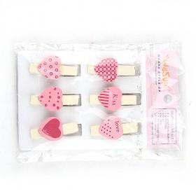Wood Mini Pink Heart Clothespins