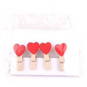 Wood Mini Red Heart Clothespins