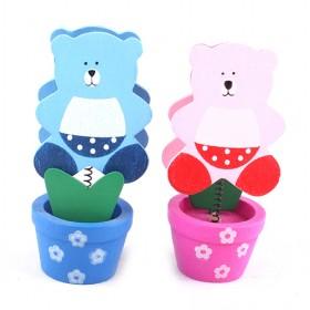 Mini Cute Sweet Pink And Blue Bear Decorative Wooden Photo Holder