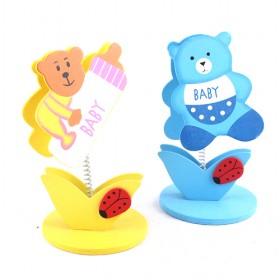 Mini Cute Sweet Yellow And Blue Bear Decorative Wooden Photo Holder
