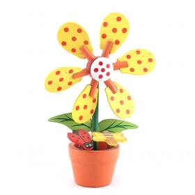 Cute Sweet Yellow Wooden And Spots Decorative Flower Tableset Photo Holder