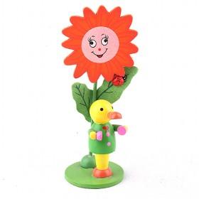 Wooden Cute Sunflower And Yellow Duck Photo Holder
