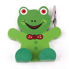 Good Quality Green Wooden Smiling Frog Photo Tableset Holder