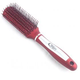 Classic Design Silver And Red Long Bristle Massage Roll Comb