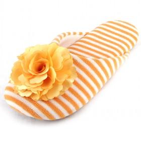 Women Orange Plaid Flower Plush