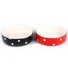 Lovely Style Ceramic Ashtray Red And Black With White Dots