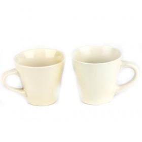 Small Size Plain White And Beige Classic Design Lenticular Ceramic Mugs