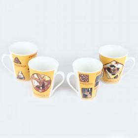 200cc Mocha Yellow Cartoon Series Ceramic Coffee Cup Set