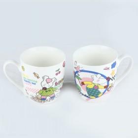 Good Quality White Cartoon Prints Ceramic Cup/ Mug Set