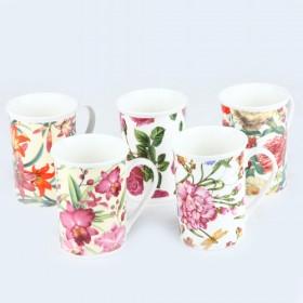High Rank Modern Design Cartoon Floral Prints Ceramic Cup/ Mugs Set Of 5