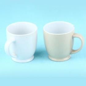 Promotional Plain White And Beige Ceramic Cups /Mugs Set