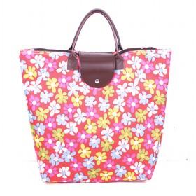 Good Quality Pink Floral Pattern Shopping Bag Renewable And Foldable Travel Bags/ Shopping Tote Bags