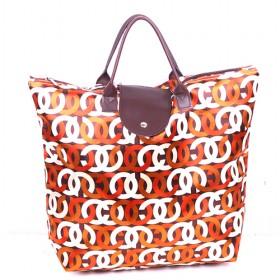 New Fashion Orange Circle Prints Reusable And Foldable Travel Bags/ Shopper Tote Bags