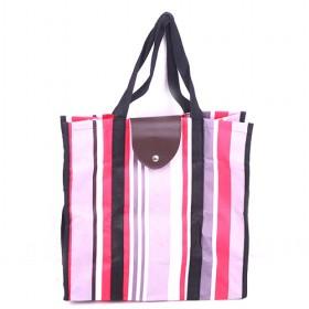 Designer Pink Stripes Reusable Foldable Travel Bags/Shopper Tote Bags