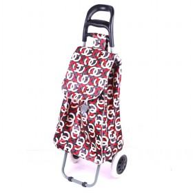 Black With Red White Circle-prints Portable And Renewable Shopping Trolley/Shopping Cart/Grocery Luggage Cart