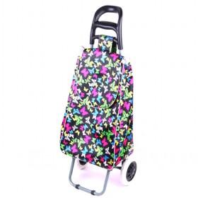 Black With Colorful Butterfly-prints Portable And Renewable Shopping Trolley/Shopping Cart/Grocery Luggage Cart
