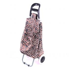 Brown Crackle-prints Portable And Renewable Shopping Trolley/ Shopping Cart/ Grocery Luggage