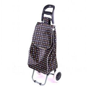 Black With Colorful Dot-prints Red White Floral Pattern Portable And Renewable Shopping Trolley/ Shopping Cart/ Grocery Luggage Cart