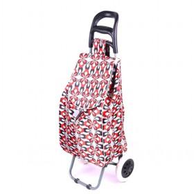 Red White Floral Pattern Portable And Renewable Shopping Trolley/ Shopping Cart/ Grocery Luggage Cart