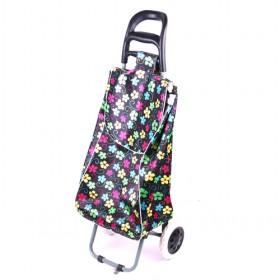 Black With Floral-prints Portable And Renewable Shopping Trolley/ Shopping Cart/ Grocery Luggage Cart