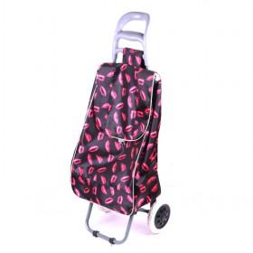 Black With Lip-prints Portable And Renewable Shopping Trolley/ Shopping Cart/ Grocery Luggage Cart