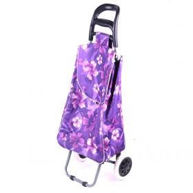 Purple Floral Prints Portable And Renewable Shopping Trolley/ Shopping Cart/ Grocery Luggage Cart