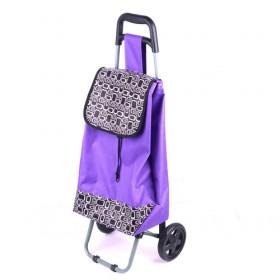 Cute Purple Foldable And Renewable Shopping Trolley/ Shopping Cart With Top And Bottom Gray Square