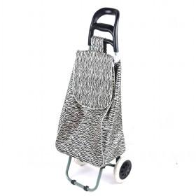 Grey Foldable And Renewable Shopping Cart/ Shopping Trolley With Zebra Prints